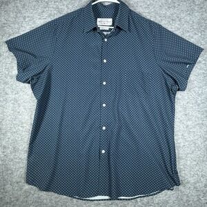 Mizzen Main Shirt Mens XXL Leeward Button Down Short Sleeve Navy Blue Dot